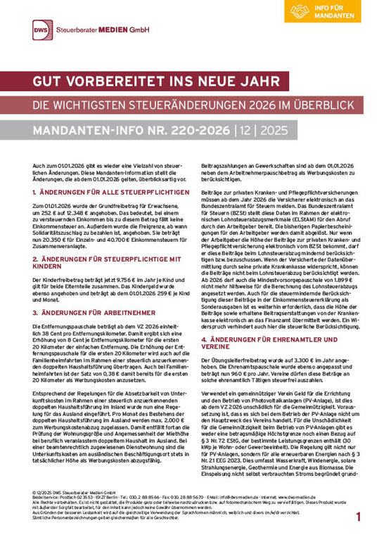 Gut vorbereitet ins neue Jahr – Die wichtigsten Steueränderungen 2026 ...