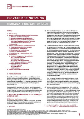 Cover der Leseprobe "Private Kfz-Nutzung" von DWS-Medien.