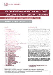 Cover der Leseprobe "Verfahrensdokumentation nach GoBD für kleine und mittlere Unternehmen" von DWS-Medien.