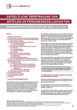 Cover der Leseprobe "Entgeltliche Übertragung von Anteilen an Personengesellschaften" von DWS-Medien.