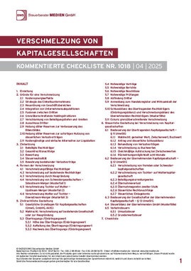 Cover der Leseprobe "Verschmelzung von Kapitalgesellschaften" von DWS-Medien mit Inhaltsverzeichnis und Einleitungstext.
