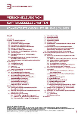 Cover der Leseprobe "Verschmelzung von Kapitalgesellschaften" von DWS-Medien mit Inhaltsverzeichnis und Einleitungstext.