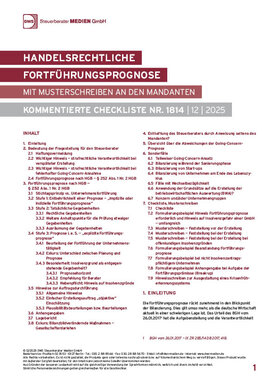 Cover der Leseprobe "Handelsrechtliche Fortführungsprognose" von DWS-Medien.