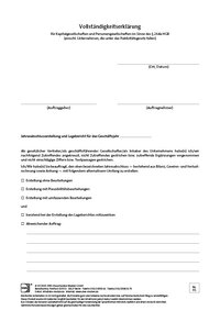 Cover der Leseprobe "Vollständigkeitserklärung für Kapitalgesellschaften und Personengesellschaften im Sinne des § 264a HGB (einschl. Unternehmen, die unter das Publizitätsgesetz fallen)" von DWS-Medien.