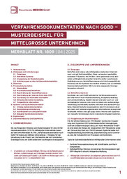 Cover der Leseprobe "Verfahrensdokumentation nach GoBD – Musterbeispiel für mittelgroße Unternehmen" von DWS-Medien.