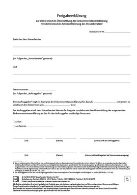 Cover der Leseprobe "Freigabeerklärung zur Übermittlung der ESt-Erklärung" von DWS-Medien.