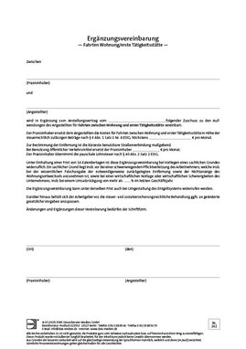Cover der Leseprobe "Ergänzungsvereinbarung – Fahrten Wohnung/erste Tätigkeitsstätte" von DWS-Medien.
