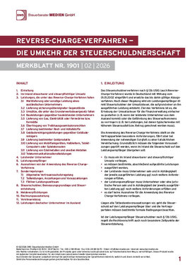 Cover der Leseprobe "Reverse-Charge-Verfahren – Die Umkehr der Steuerschuldnerschaft" von DWS-Medien.
