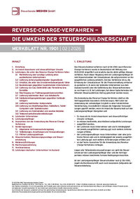 Cover der Leseprobe "Reverse-Charge-Verfahren – Die Umkehr der Steuerschuldnerschaft" von DWS-Medien.