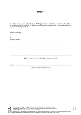 Cover der Leseprobe "Außerordentliche Prüfung nach § 16 Abs. 2 MaBV" von DWS-Medien.