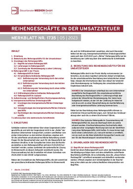 Cover der Leseprobe "Reihengeschäfte in der Umsatzsteuer" von DWS-Medien.