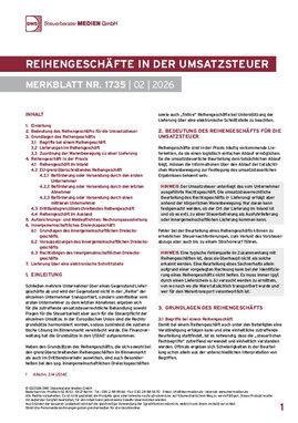 Cover der Leseprobe "Reihengeschäfte in der Umsatzsteuer" von DWS-Medien.