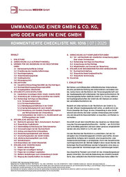 Cover der Leseprobe "Umwandlung einer GmbH & Co. KG in eine GmbH" von DWS-Medien mit Inhaltsverzeichnis und Einleitungstext.