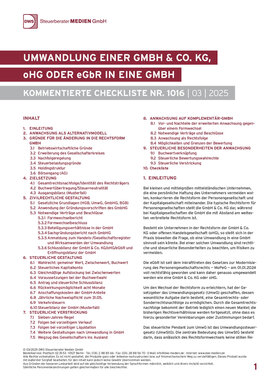 Cover der Leseprobe "Umwandlung einer GmbH & Co. KG in eine GmbH" von DWS-Medien mit Inhaltsverzeichnis und Einleitungstext.