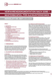 Cover der Leseprobe "Verfahrensdokumentation nach GoBD – Musterbeispiel für Kleinunternehmen" von DWS-Medien.