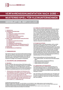 Cover der Leseprobe "Verfahrensdokumentation nach GoBD – Musterbeispiel für Kleinunternehmen" von DWS-Medien.