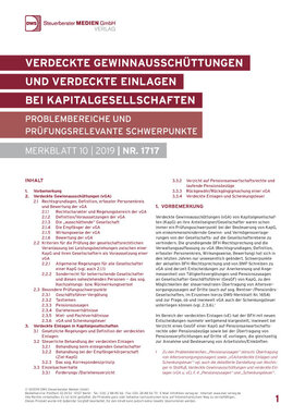 Cover der Leseprobe "Verdeckte Gewinnausschüttungen und verdeckte Einlagen bei Kapitalgesellschaften" von DWS-Medien.