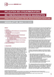 Cover der Leseprobe "Pflichten des Steuerberaters bei Überschuldung des Mandanten" von DWS-Medien.