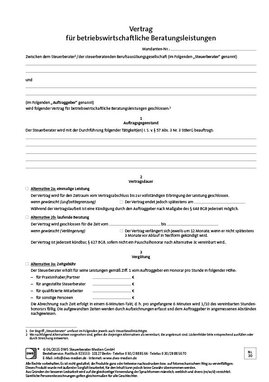 Cover der Leseprobe "Vertrag für betriebswirtschaftliche Beratungsleistungen" von DWS-Medien.