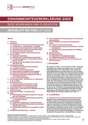 DWS-Merkblatt Nr. 1756 Cover der Leseprobe "Einkommensteuererklärung 2022 – Diese Neuerungen sind zu beachten" von DWS-Medien.