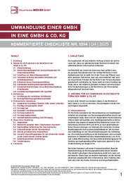 Cover der Leseprobe "Umwandlung einer GmbH in eine GmbH & Co. KG" von DWS-Medien mit Inhaltsverzeichnis und Einleitungstext.