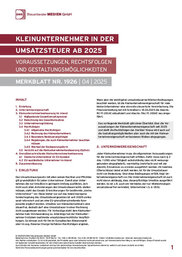 Cover der Leseprobe "Kleinunternehmer im Umsatzsteuerrecht" von DWS-Medien.