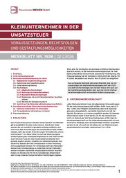 Cover der Leseprobe "Kleinunternehmer im Umsatzsteuerrecht" von DWS-Medien.