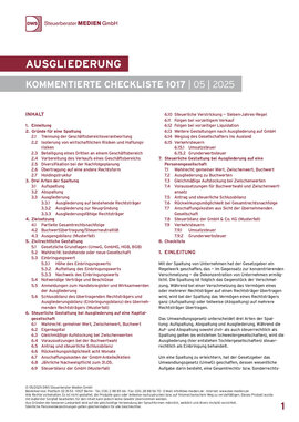 Cover der Leseprobe "Ausgliederung" von DWS-Medien mit Inhaltsverzeichnis und Einleitungstext.