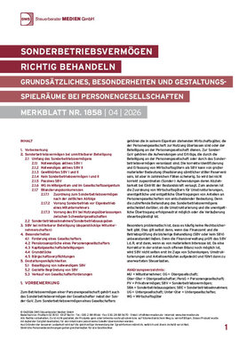 Cover der Leseprobe "Sonderbetriebsvermögen" von DWS-Medien.