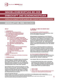 DWS-Merkblatt Nr. 1998 Cover der Leseprobe "Immobilienbewertung bei der Erbschaft- und Schenkungsteuer" von DWS-Medien.