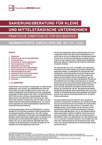 Cover der Leseprobe "Sanierungsberatung für kleine und mittelständische Unternehmen" von DWS-Medien.