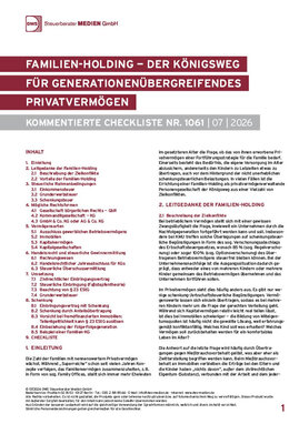 Cover der Leseprobe "Familien-Holding – Der Königsweg für generationenübergreifendes Privatvermögen" von DWS-Medien.