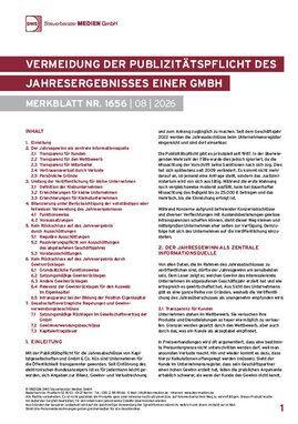 Cover der Leseprobe "Vermeidung der Publizitätspflicht des Jahresergebnisses einer GmbH" von DWS-Medien.