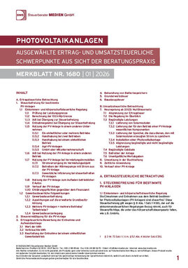 Cover der Leseprobe "Photovoltaikanlagen – Ausgewählte ertrag- und umsatzsteuerliche Schwerpunkte aus Sicht der Beratungspraxis" von DWS-Medien.