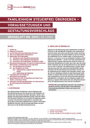Cover der Leseprobe "Familienheim steuerfrei übergeben" von DWS-Medien.