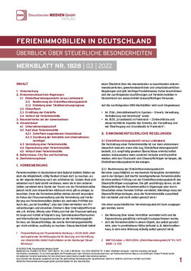 Cover der Leseprobe "Ferienimmobilien in Deutschland – Überblick über steuerliche Besonderheiten" von DWS-Medien.