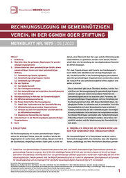 Cover der Leseprobe "Rechnungslegung im gemeinnützigen Verein, in der gGmbH oder Stiftung" von DWS-Medien.