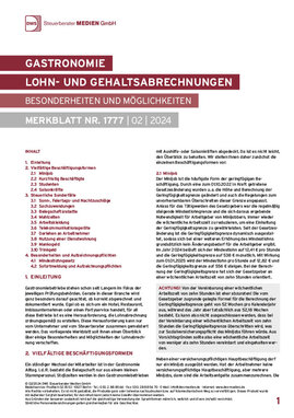 Cover der Leseprobe "Gastronomie – Lohn- und Gehaltsabrechnungen 2023" von DWS-Medien.