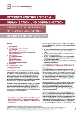 Cover der Leseprobe "Internes Kontrollsystem – Organisation und Dokumentation" von DWS-Medien.