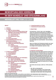 Cover der Leseprobe "Bewertung der Vorräte in der Handels- und Steuerbilanz" von DWS-Medien.