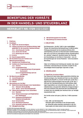 Cover der Leseprobe "Bewertung der Vorräte in der Handels- und Steuerbilanz" von DWS-Medien.