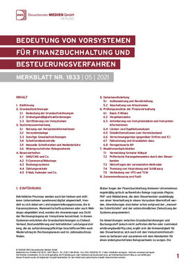 Cover der Leseprobe "Bedeutung von Vorsystemen für Finanzbuchhaltung und Besteuerungsverfahren" von DWS-Medien.
