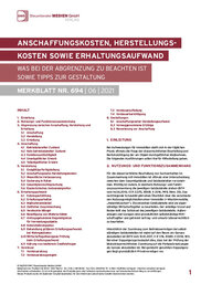 Cover der Leseprobe "Anschaffungskosten, Herstellungskosten sowie Erhaltungsaufwand" von DWS-Medien.