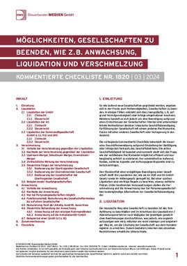 Cover der Leseprobe "Möglichkeiten, Gesellschaften zu beenden, wie z. B. Anwachsung, Liquidation und Verschmelzung" von DWS-Medien.