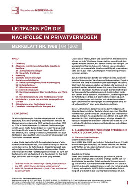 Cover der Leseprobe "Leitfaden für die Nachfolge im Privatvermögen" von DWS-Medien.
