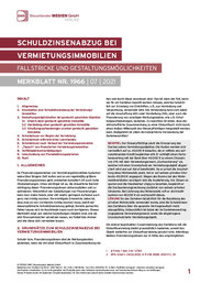 Cover der Leseprobe "Schuldzinsenabzug bei Vermietungsimmobilien" von DWS-Medien.