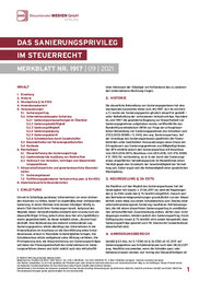 Cover der Leseprobe "Das Sanierungsprivileg im Steuerrecht" von DWS-Medien.