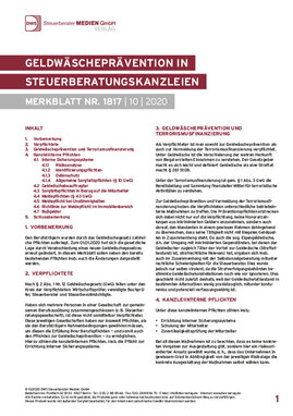 Cover der Leseprobe "Geldwäscheprävention in Steuerberatungskanzleien" von DWS-Medien.