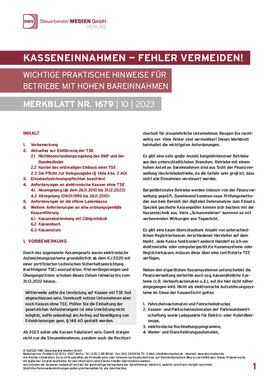 Cover der Leseprobe "Kasseneinnahmen – Fehler vermeiden!" von DWS-Medien.