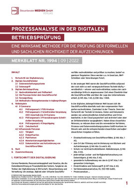 Cover der Leseprobe "Prozessanalyse in der digitalen Betriebsprüfung" von DWS-Medien.